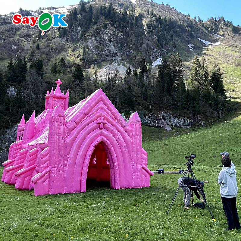 pink inflatable church