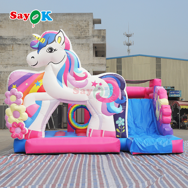unicorn inflatable bounce slide combo