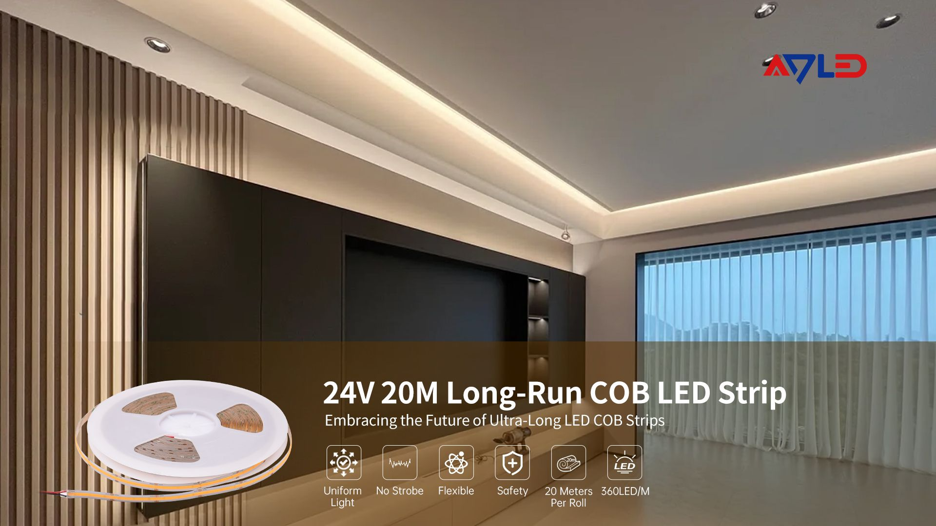 Ruban LED COB 24V Longue Longueur 20M