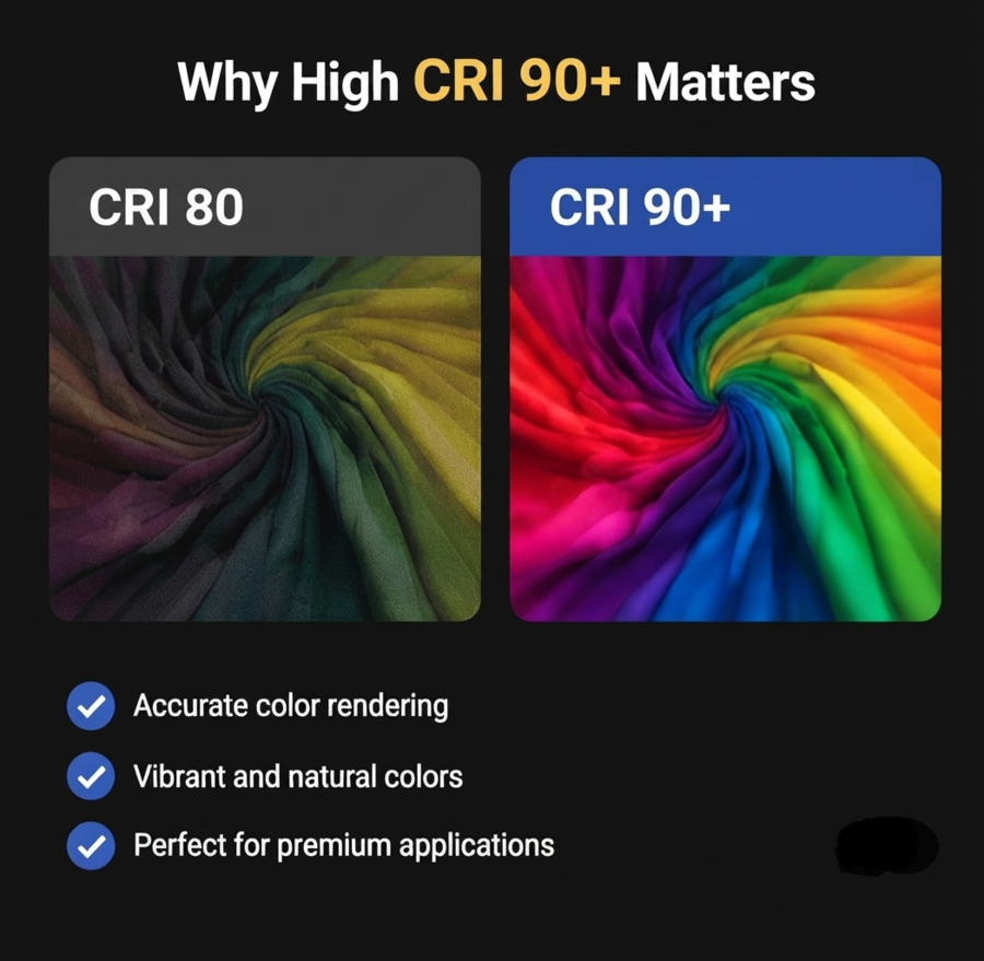 High CRI 90+, True color reproduction