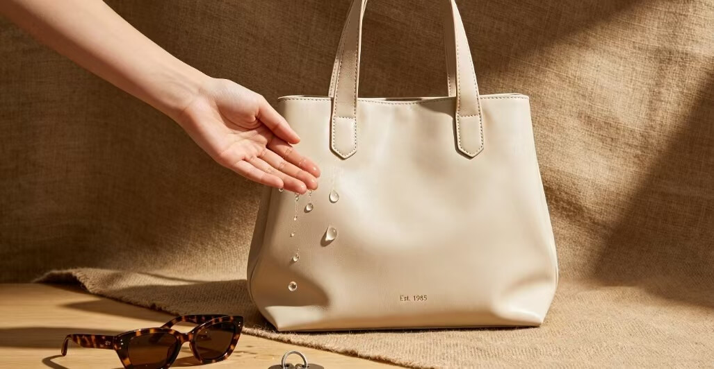 Structured coated canvas bag with water-repellent coated surface for daily commute