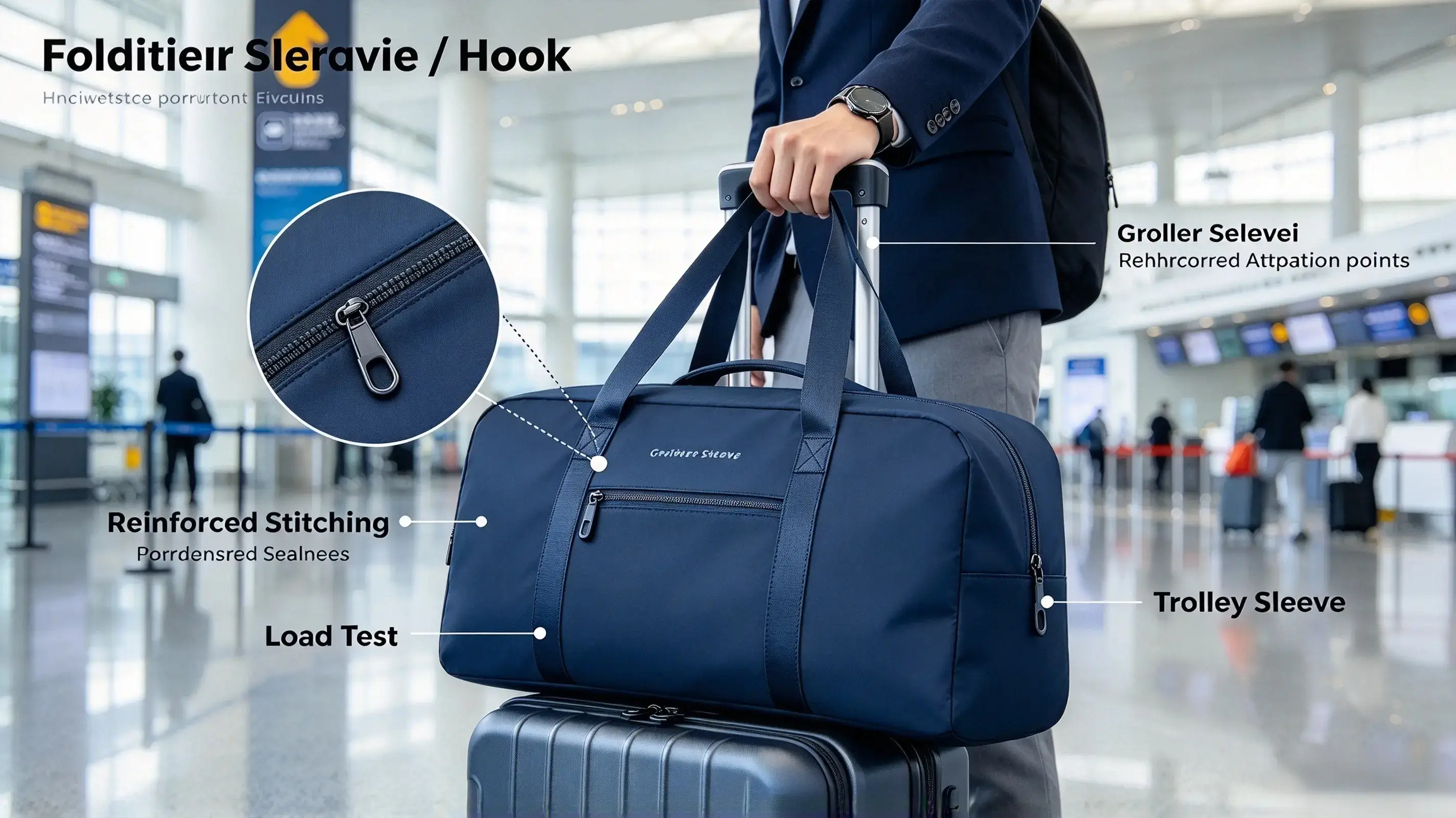 Garment Bag Trolley Hook Airport Scene