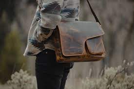 distressed leather messenger bag