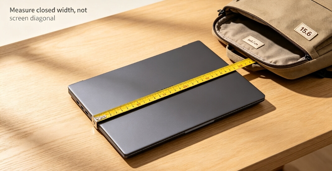 laptop bag size reference, measuring closed laptop width instead of screen diagonal