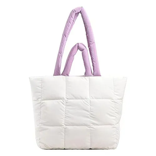 white puffer tote bag