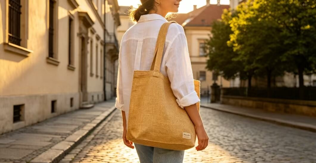 Minimalist jute bag crochet for everyday urban commuting
