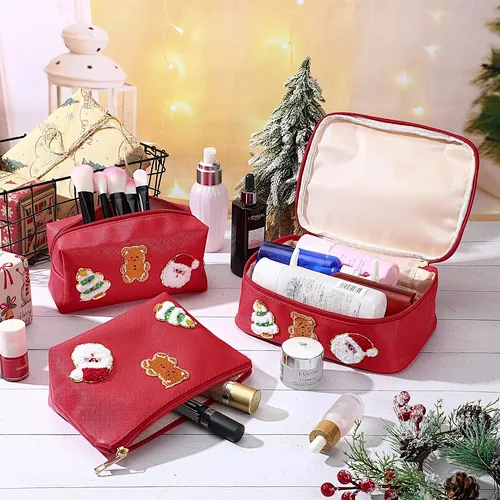 3-piece christmas makeup bag set