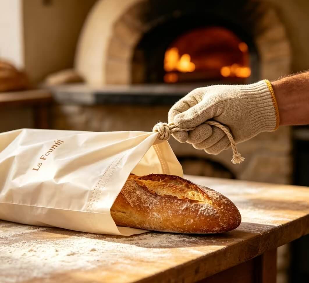 Nylon custom bread bags lifestyle bakery hero shot
