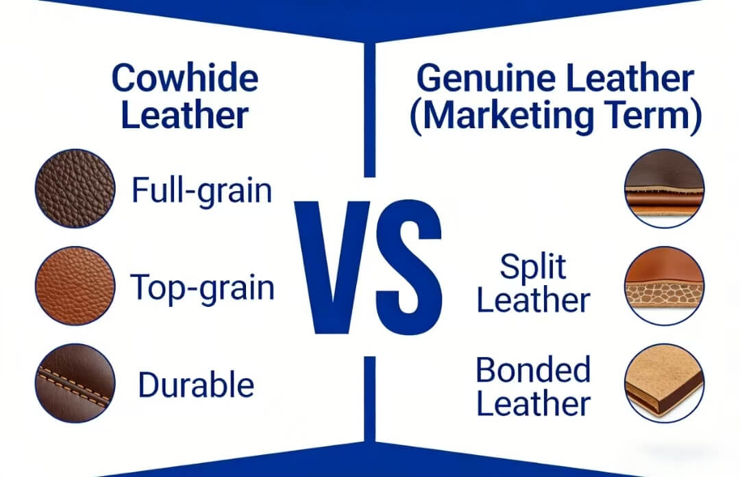 cowhide leather vs genuine leather