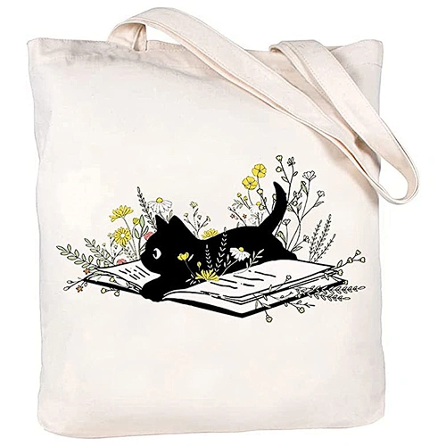 cute reusable canvas tote bag