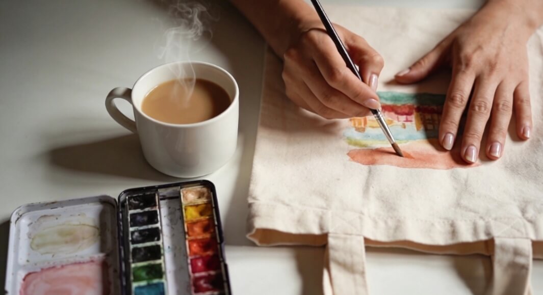 drawing on bag
