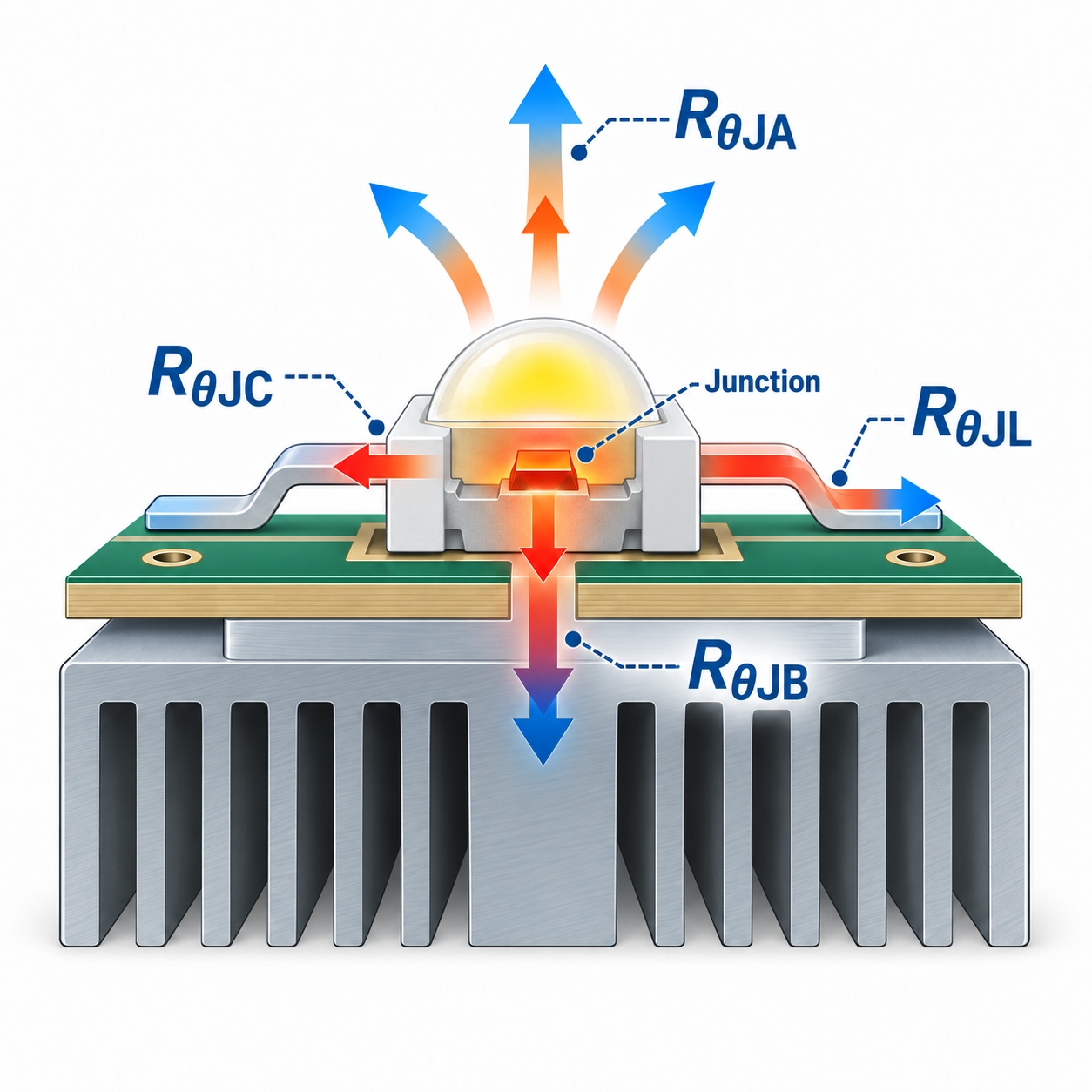 LED thermal resistance paths for RθJA RθJC RθJB and RθJL