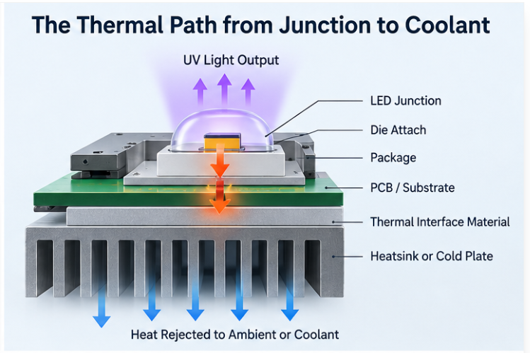 Featured image of a high-power UV LED array mounted on a cooling assembly