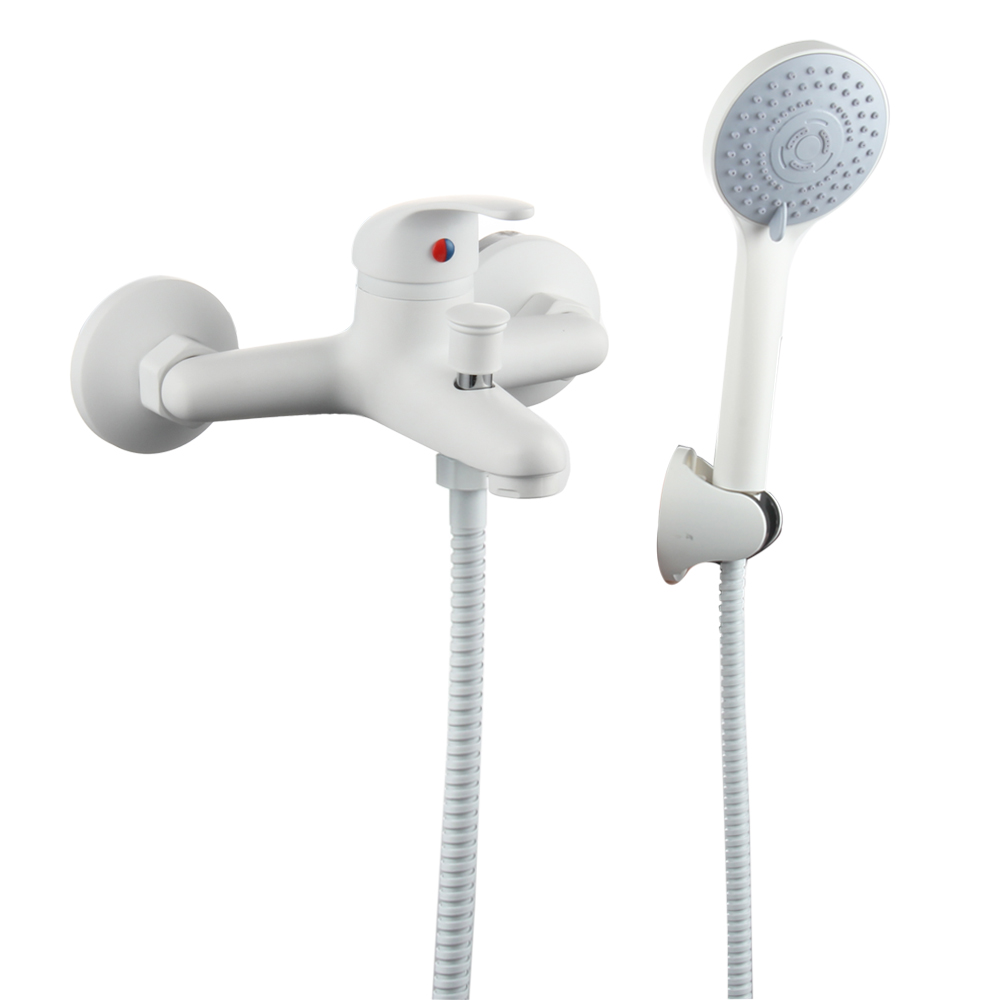 vaote white bathroom faucet with shower hand