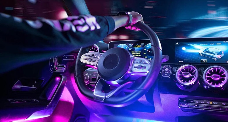 LED Light Strips in Car Interior