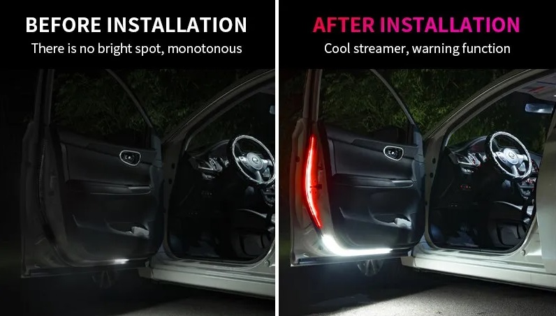 light effect of LED Strip light along the edges of the doors