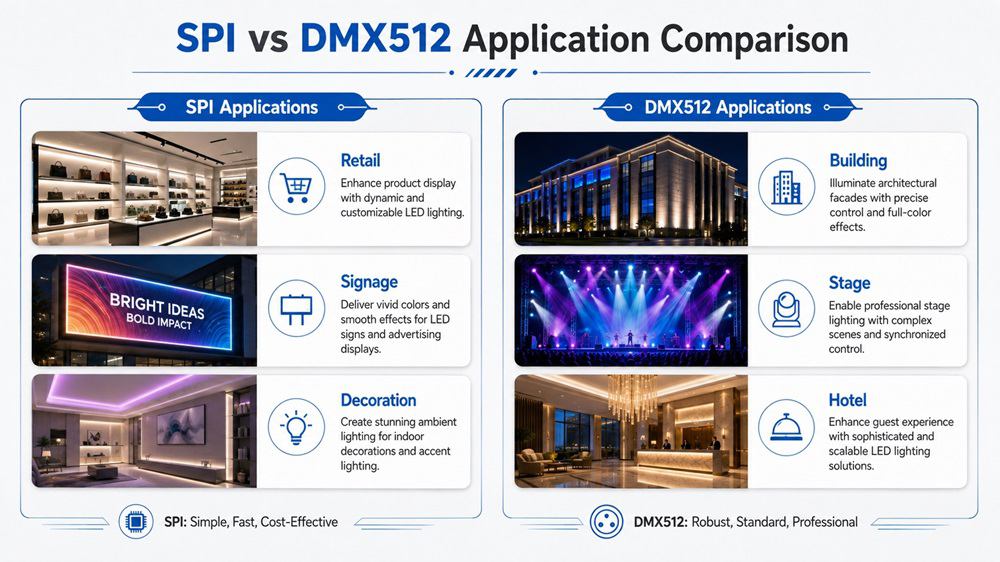 SPI VS DMX512 application comparison
