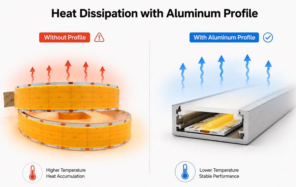 cob led strip heat dissipation