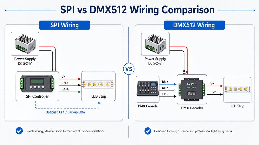 SPI VS DMX512 Wiring Comparison