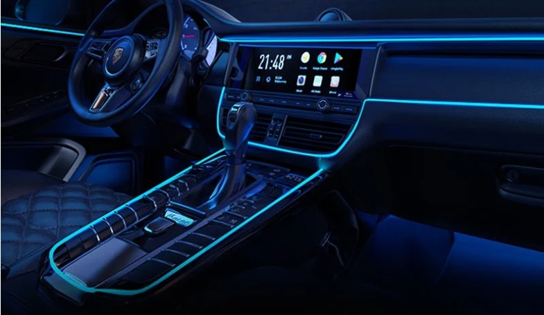 light effect of LED Strip light along the dashboard
