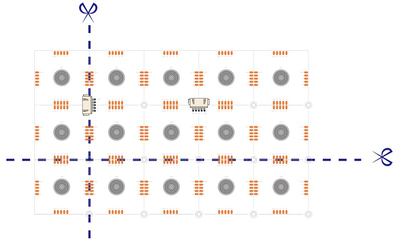 Cut LED Sheet Lights along the marked cutting lines