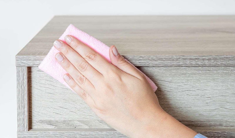 cleaning the wood surface