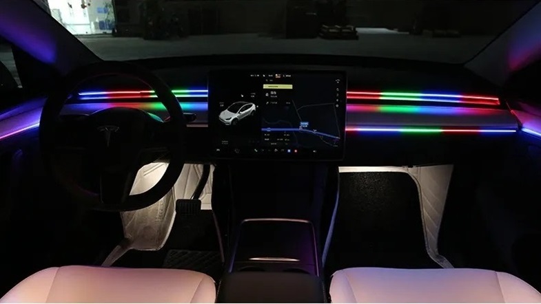 light effect of LED Strip light along the dashboard