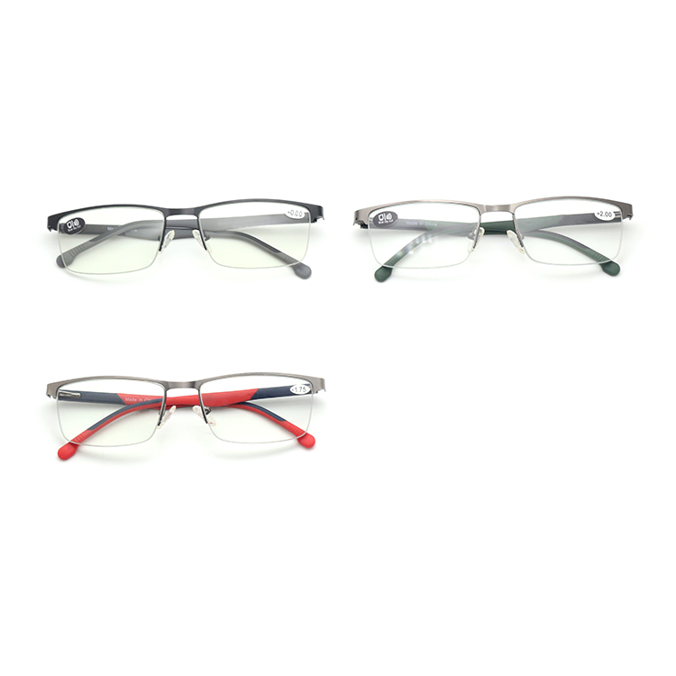 Half-rimless metal reading glasses