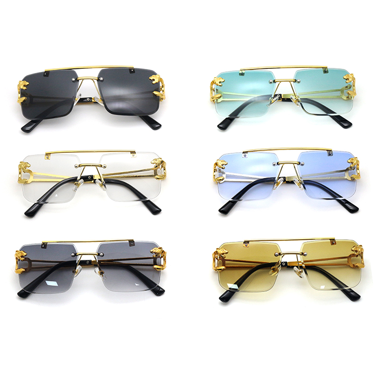 Fashion Rimless Double Bridge Sunglasses