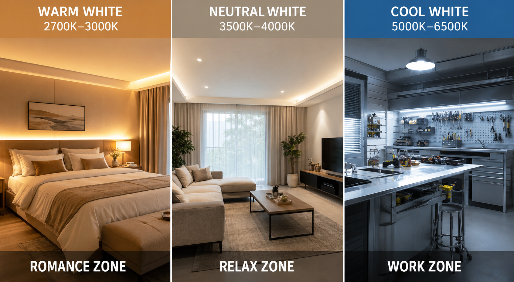 warm neutral cool white led strip comparison