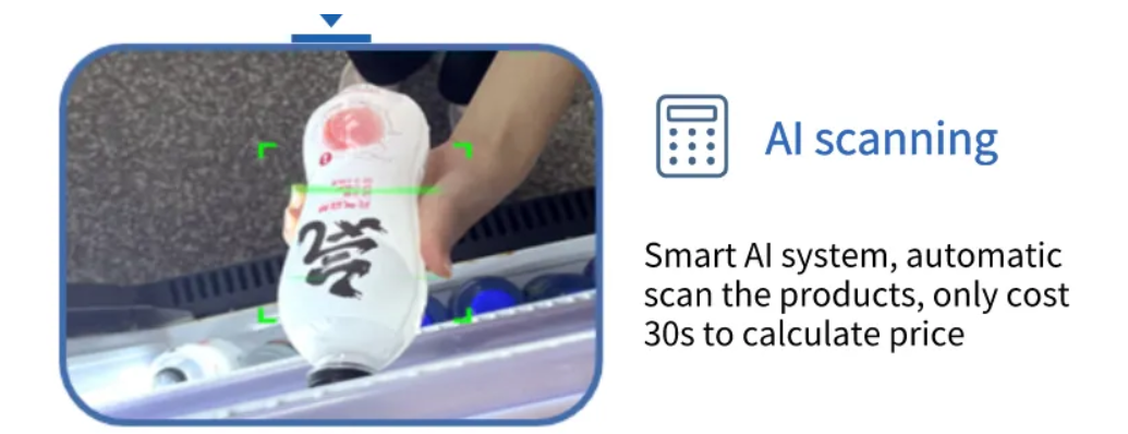 AI camera vending machine scanning the product token from the vending machine