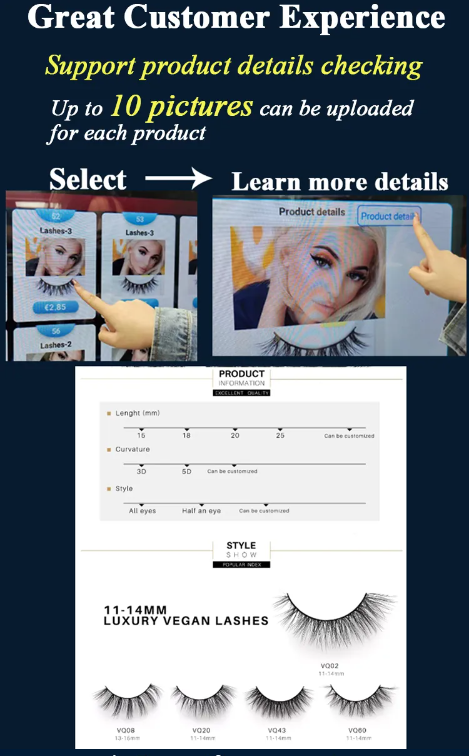 From Our smart lash vending machine, customer can check the lenght, specification of the product.