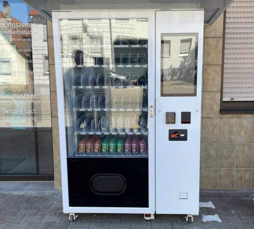 This snack vending machine is suitable be placed at commical street.