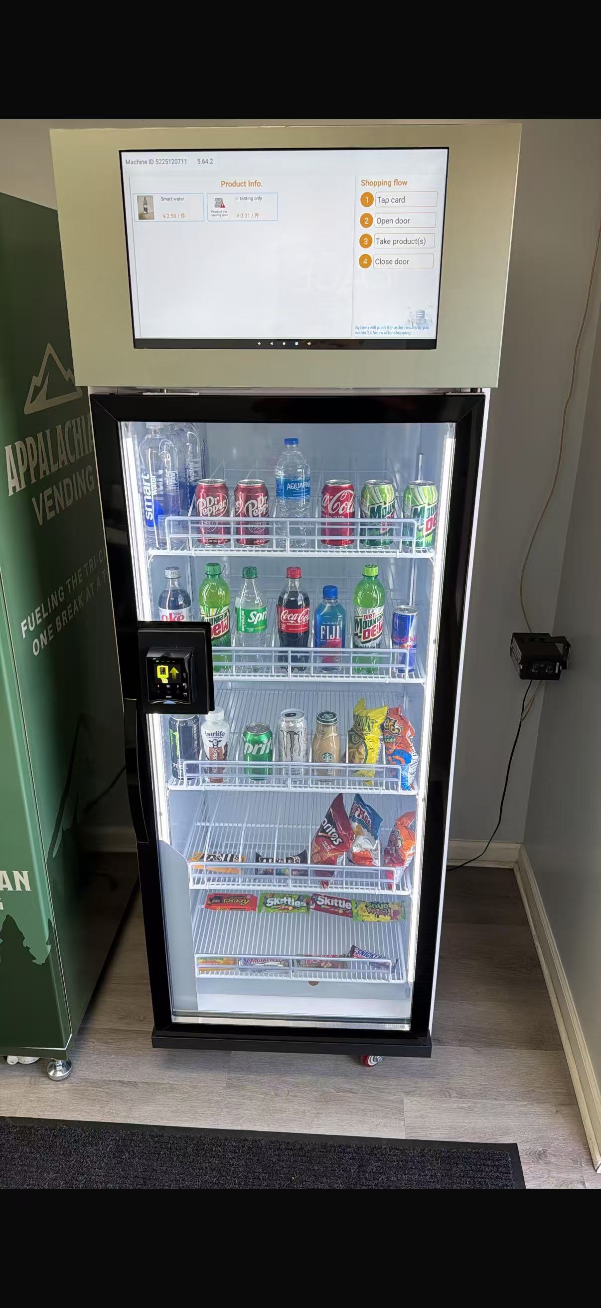 This AI smart fridge is suitable for selling snack and drink.