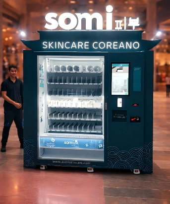 A custoemr who from Colombia placed a smart vending machine in shopping mall to sell skincare products.