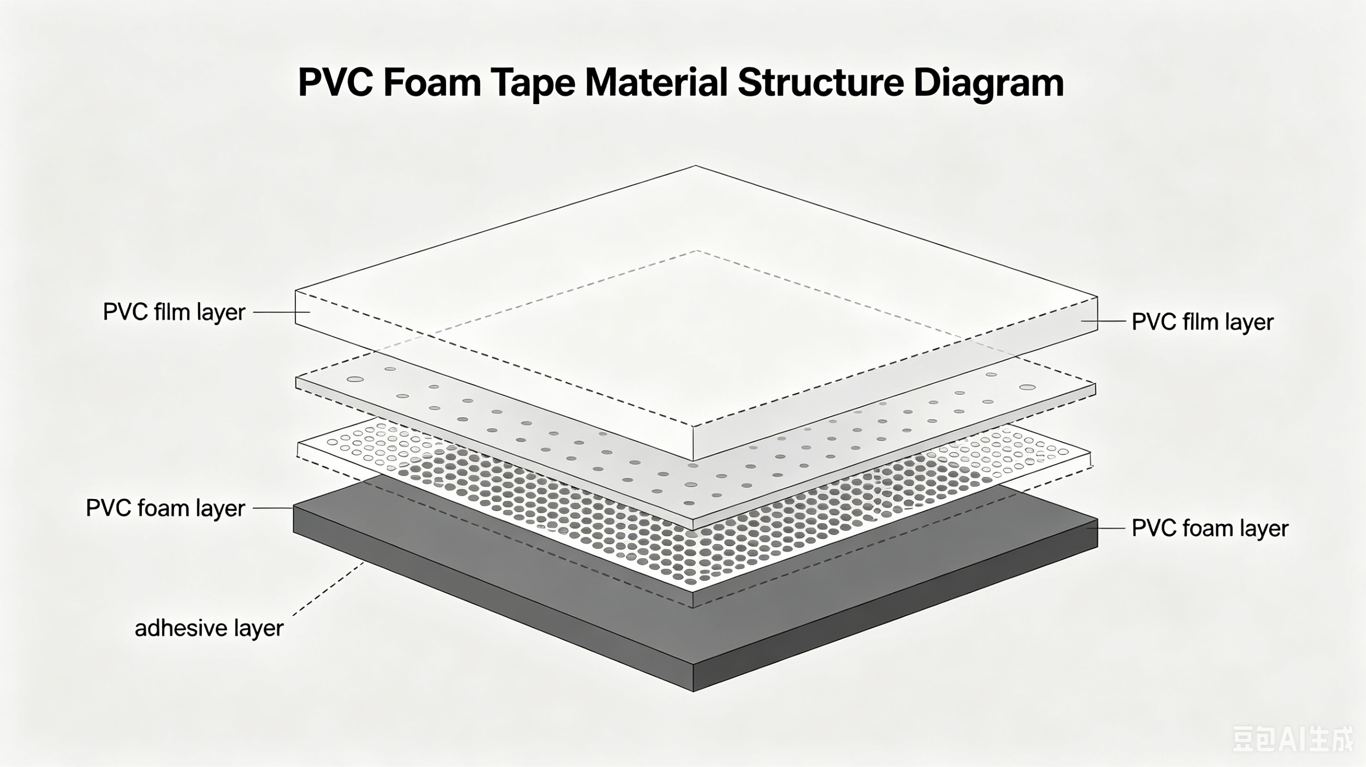 PVC foam tape closed-cell structure and adhesive layer diagram