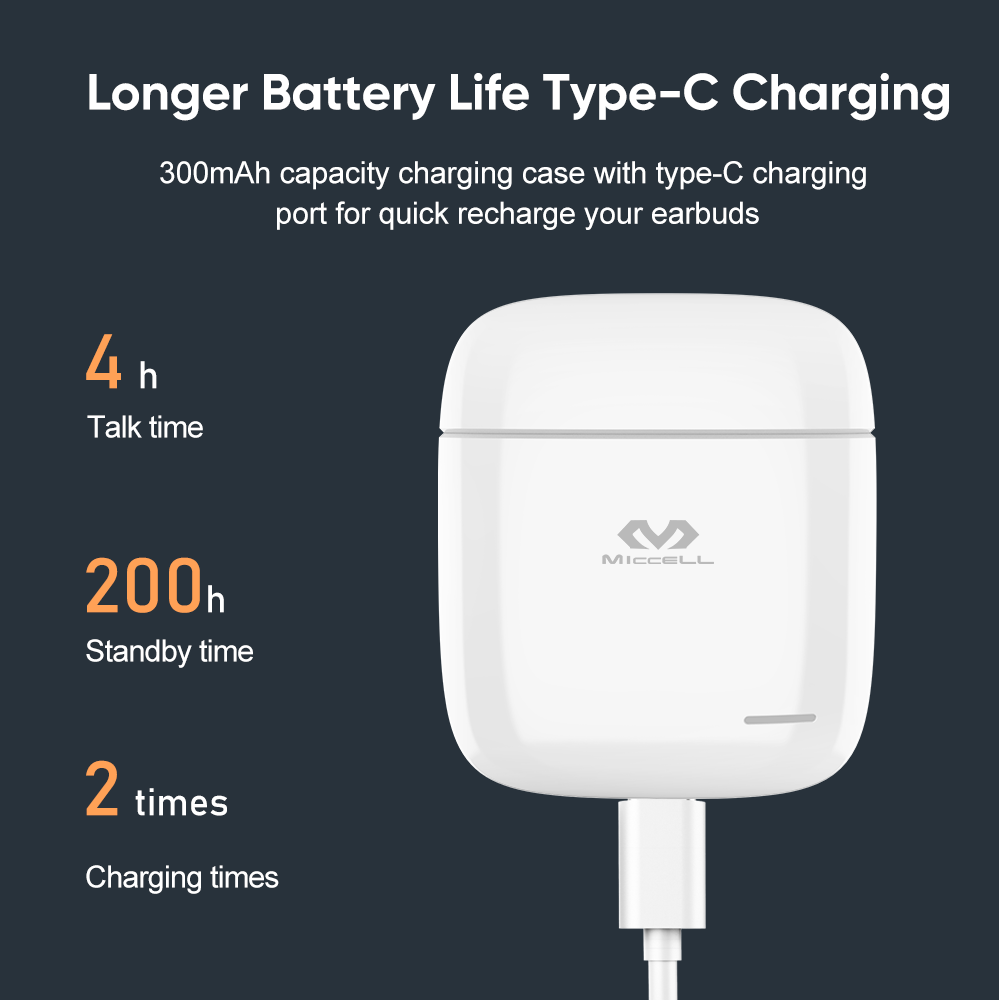 TWS earphones with Type c charging