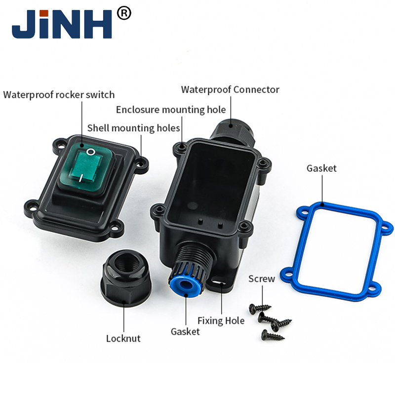 Boat Type Button Switch Waterproof Box ,IP 65 junction box black