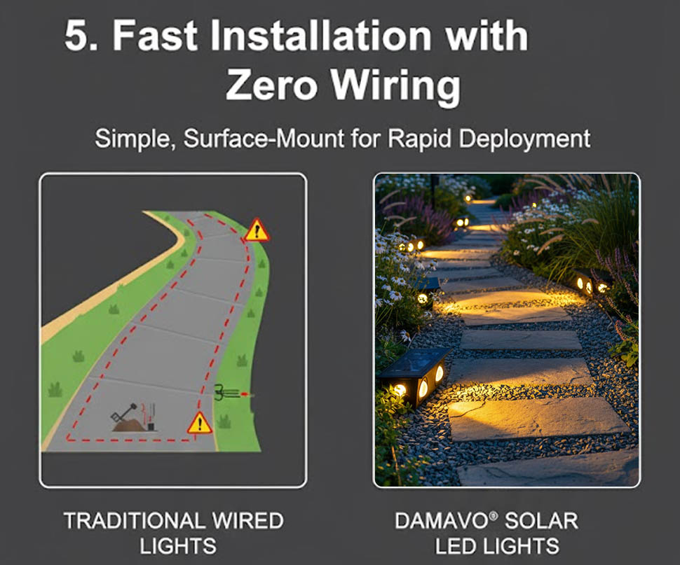 DAMAVO solarstep lights outdoor, solar step lights outdoor supplie, waterproof outdoor stair lights manufacturer