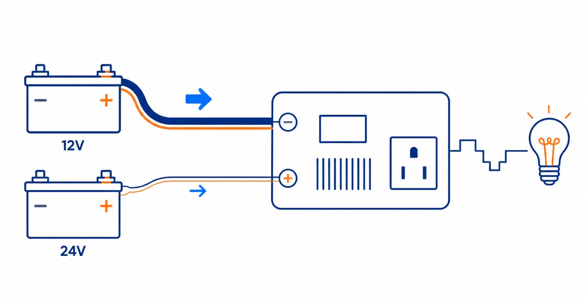 12V and 24V DC input to the inverter