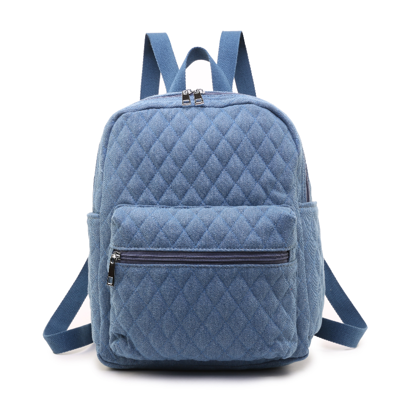 quileted denim backpack for outdoor