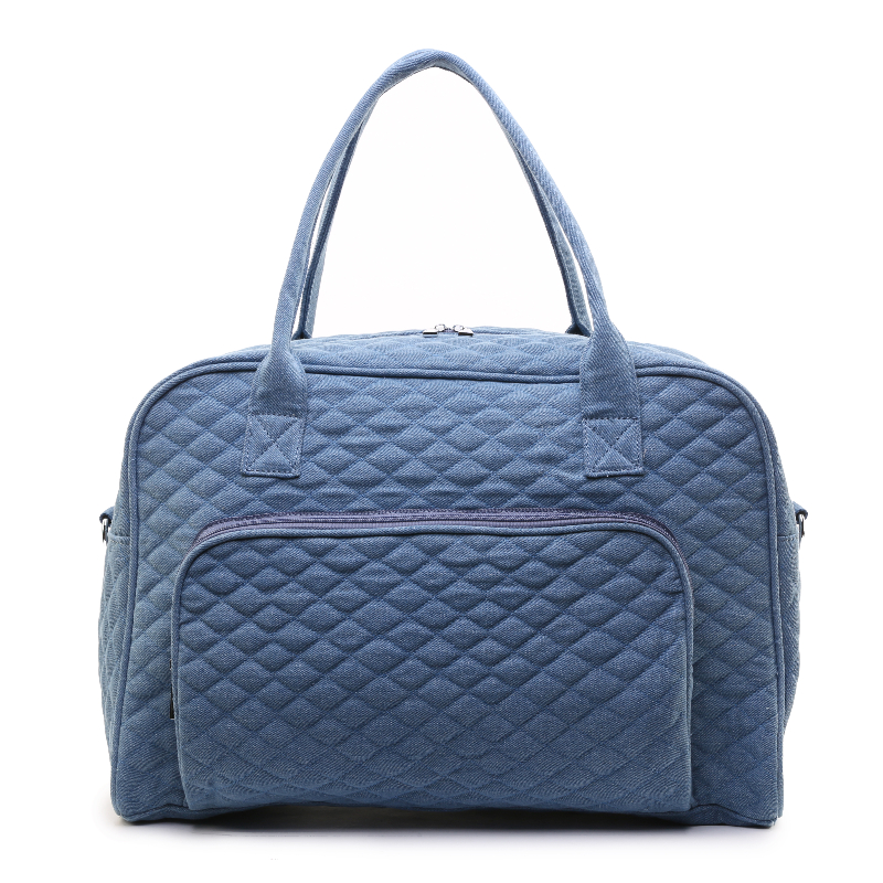 Quilted denim duffel bag