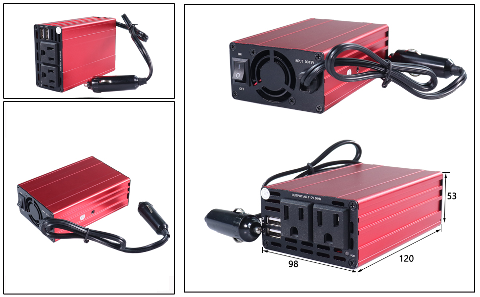 hotsale Kfz-Wechselrichter, 220-zu-12-Volt-Wandler, Gleichstrom-Wechselstrom-Mini-Wechselrichter