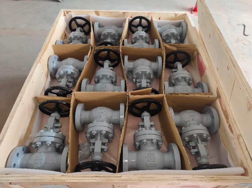 The box is packed with valves ready for shipment.