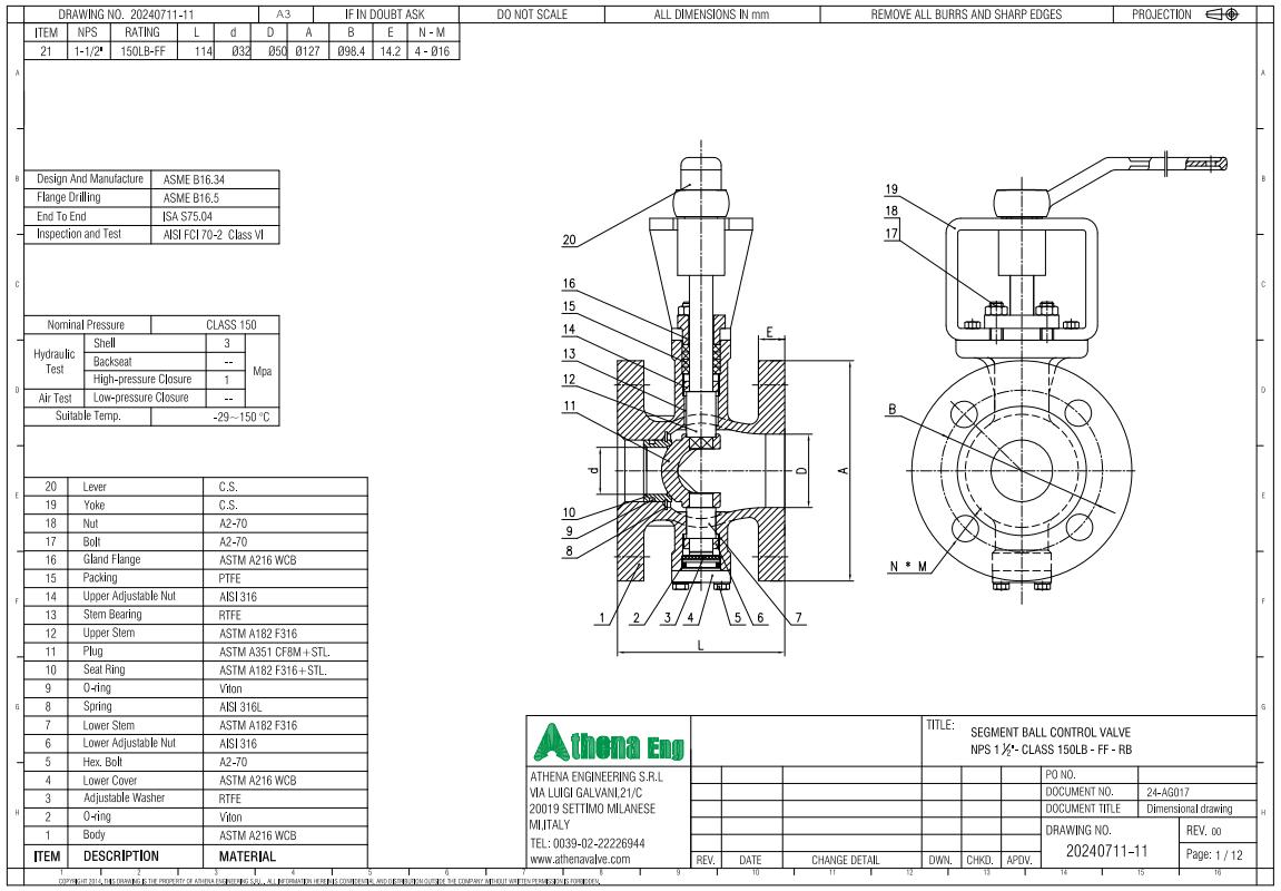 V-type Ball Valve Drawing