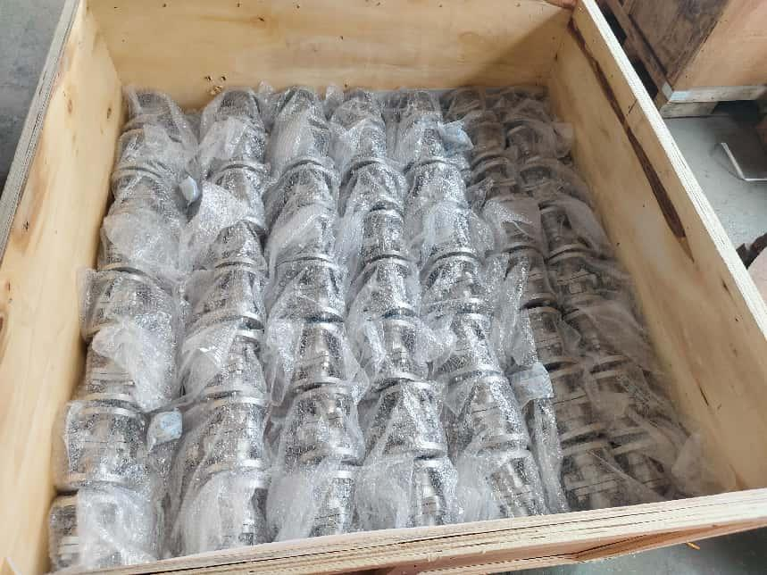 The box is packed with valves ready for shipment.