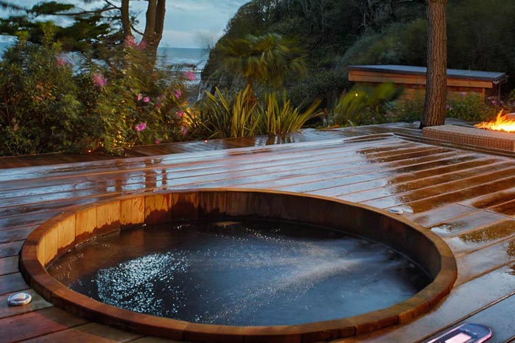 hot tub on a deck