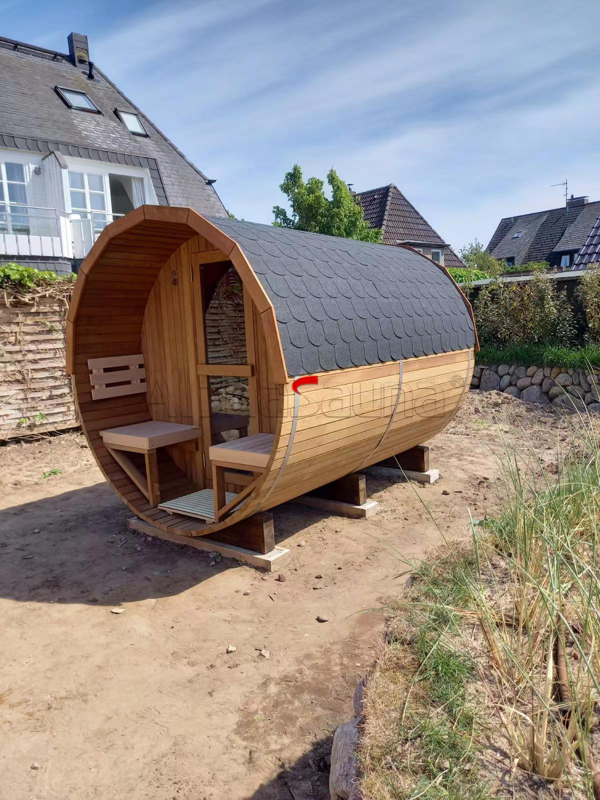sauna with wood stove