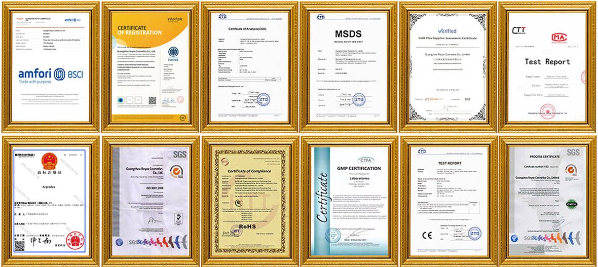 certificate of private label skin care product