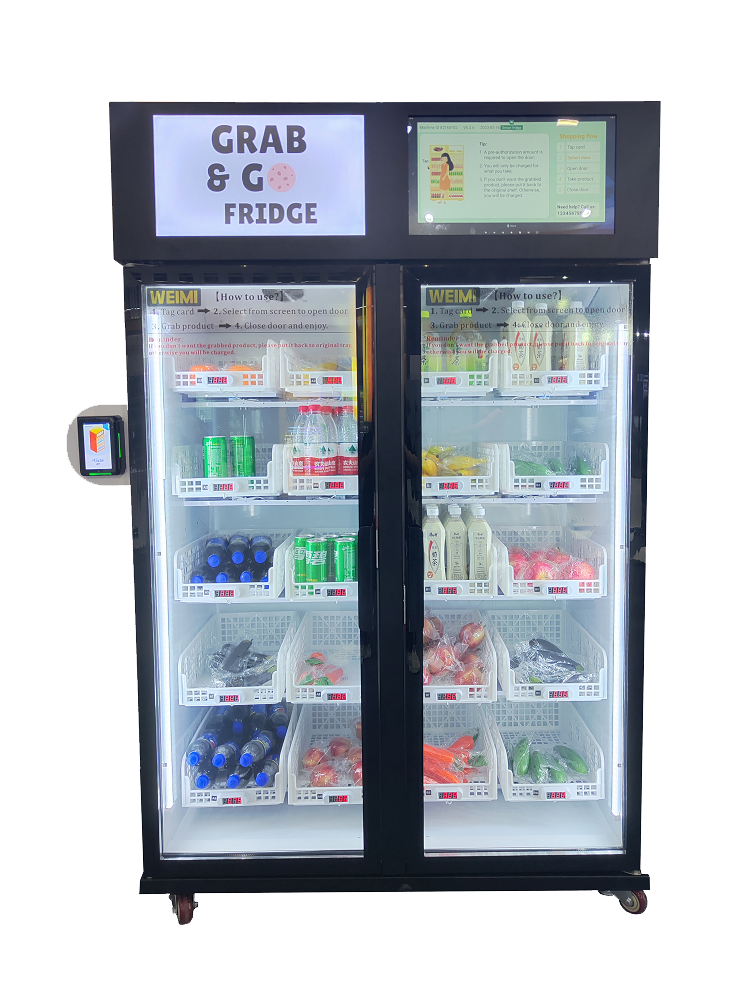 Eröffnen Sie einen Supermarkt mit Verkaufsautomaten und intelligenter Kühlschrank-Doppeltür